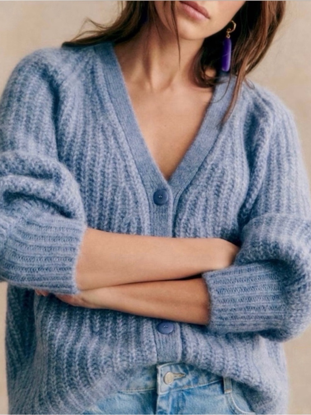 Soft V-Neck Sage Green Knit Cardigan Sweater